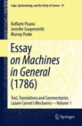 Essay on Machines in General (1786) : Text, Translations and Commentaries. Lazare Carnot's Mechanics - Volume 1 - eBook