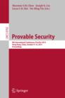 Provable Security : 8th International Conference, ProvSec 2014, Hong Kong, China, October 9-10, 2014. Proceedings - eBook