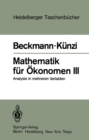 Mathematik fur Okonomen III : Analysis in mehreren Variablen - eBook