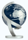 World Globe 10cm : Compact, desk top world globe by Stellanova in Blue and Silver - Book
