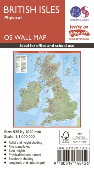 British Isles Physical, Sheet map, rolled Book