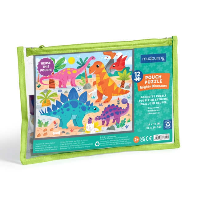 Mighty Dinosaurs 12 Piece Pouch Puzzle, Jigsaw Book