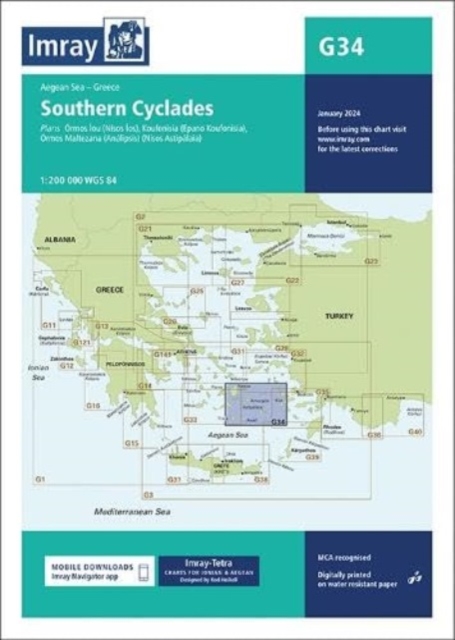 Imray Chart G34 : Southern Cyclades, Sheet map, folded Book