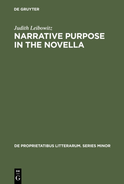 Narrative Purpose in the Novella, PDF eBook