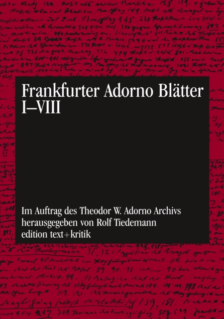 Frankfurter Adorno Blatter I - VIII, PDF eBook