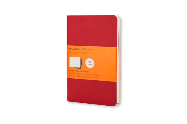 Moleskine Ruled Cahier L - Red Cover (3 Set), Multiple copy pack Book