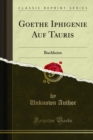 Goethe Iphigenie Auf Tauris : Buchheim - eBook