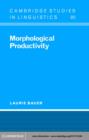 Morphological Productivity - eBook