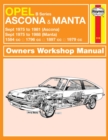 Opel Ascona & Manta (B Series) (Sept 75 - 88) Haynes Repair Manual - Book