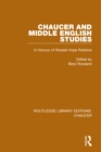 Chaucer and Middle English Studies : In Honour of Rossell Hope Robbins - eBook