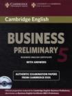 Cambridge English Business 5 Preliminary Self-study Pack (Student's Book with Answers and Audio CD) - Book