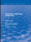 Formative Writings (Routledge Revivals) - eBook