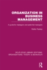 Organization in Business Management (RLE: Organizations) : A Guide for Managers and Potential Managers - eBook