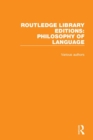 Routledge Library Editions: Philosophy of Language - eBook