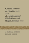 Certain Sermons or Homilies (1547) and a Homily against Disobedience and Wilful Rebellion (1570) : A Critical Edition - eBook
