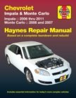 Chevrolet Impala (2006-2011) & Monte Carlo (2006-2007) Haynes Repair Manual (USA) - Book