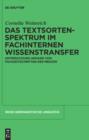 Das Textsortenspektrum im fachinternen Wissenstransfer : Untersuchung anhand von Fachzeitschriften der Medizin - eBook