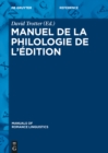 Manuel de la philologie de l'edition - eBook