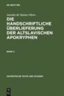 Aurelio de Santos Otero: Die handschriftliche Uberlieferung der altslavischen Apokryphen. Band II - eBook