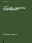 La place de l'adjectif en italien moderne - eBook