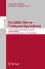 Computer Science - Theory and Applications : 11th International Computer Science Symposium in Russia, CSR 2016, St. Petersburg, Russia, June 9-13, 2016, Proceedings - eBook