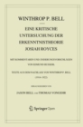 Eine kritische Untersuchung der Erkenntnistheorie Josiah Royces : Mit Kommentaren und Anderungsvorschlagen von Edmund Husserl. Texte aus dem Nachlass von Winthrop P. Bell (1914/22) - eBook