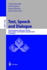 Text, Speech and Dialogue : 4th International Conference, TSD 2001, Zelezna Ruda, Czech Republic, September 11-13, 2001. Proceedings - eBook
