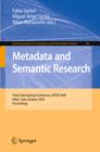 Metadata and Semantic Research : Third International Conference, MTSR 2009, Milan, Italy, October 1-2, 2009. Proceedings - eBook