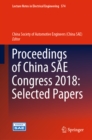 Proceedings of China SAE Congress 2018: Selected Papers - eBook