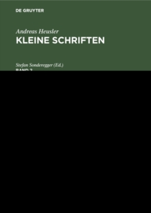 Andreas Heusler: Kleine Schriften. Band 2
