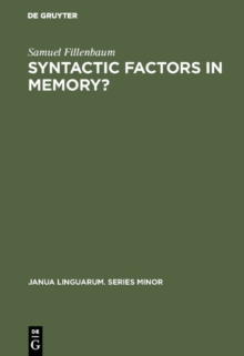 Syntactic factors in memory?