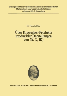 Uber Kronecker-Produkte irreduzibler Darstellungen von SL (2, ?) : Vorgelegt in der Sitzung vom 22. April 1978