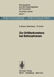 Zur Groenkonstanz bei Schizophrenen : Eine experimentalpsychologische Untersuchung