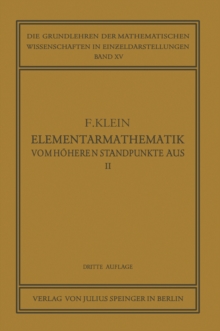 Elementarmathematik vom Hoheren Standpunkte Aus, II : Geometrie