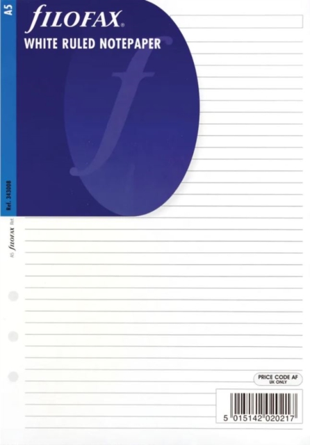 Filofax A5 white ruled notepaper refill, Paperback Book