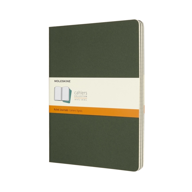 Moleskine Myrtle Green Extra Large Ruled Cahier Journal (set Of 3), Paperback Book
