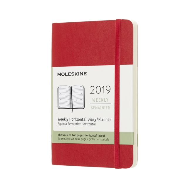 2019 Moleskine Horizontal Scarlet Red Pocket Weekly 12-month Diary Soft, Paperback Book