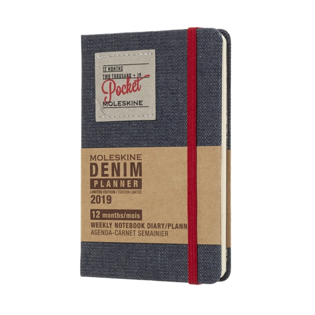 2019 Moleskine Denim Limited Edition Notebook Black Pocket Weekly 12-month Diary, Paperback Book