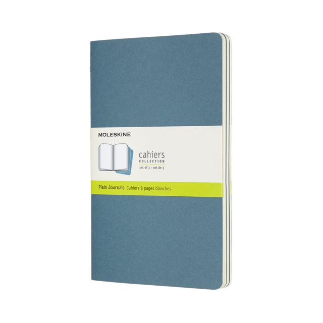 Set Of 3 Moleskine Large Plain Cahier Journals : Brisk Blue, Paperback Book