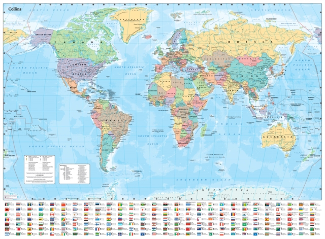Collins World Wall Laminated Map, Sheet map, folded Book