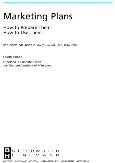 Marketing Plans : How to prepare them, how to use them, PDF eBook