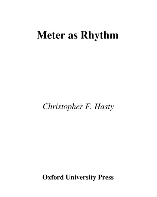 Meter As Rhythm, EPUB eBook
