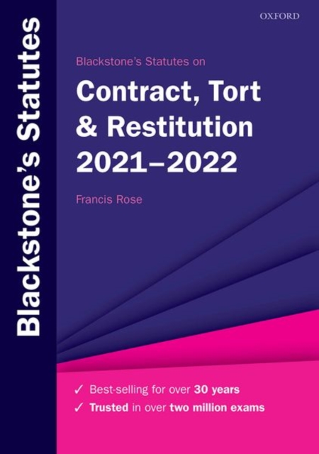 Blackstone's Statutes on Contract, Tort & Restitution 2021-2022, Paperback / softback Book