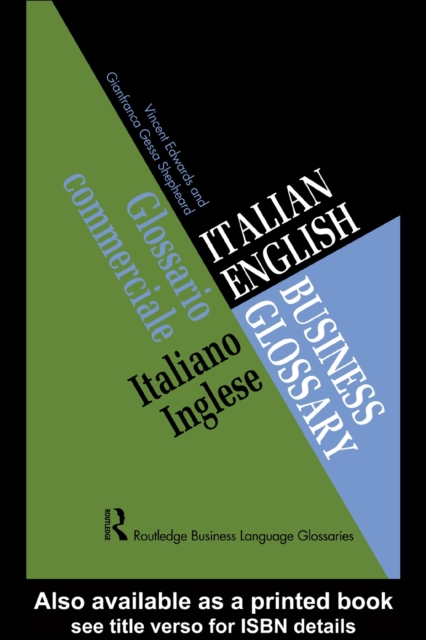 Italian/English Business Glossary, PDF eBook