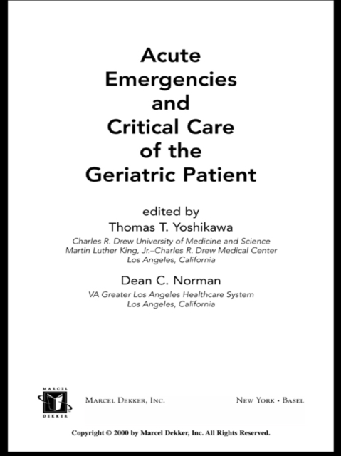 Acute Emergencies and Critical Care of the Geriatric Patient, PDF eBook