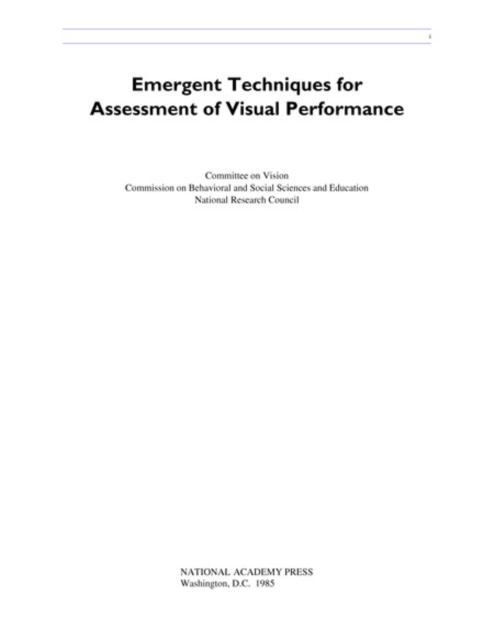 Emergent Techniques for Assessment of Visual Performance, PDF eBook