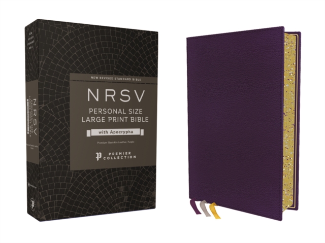 NRSV, Personal Size Large Print Bible with Apocrypha, Premium Goatskin Leather, Purple, Premier Collection, Printed Page Edges, Comfort Print, Leather / fine binding Book
