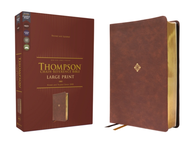 NKJV, Thompson Chain-Reference Bible, Large Print, Leathersoft, Brown, Red Letter, Comfort Print, Leather / fine binding Book