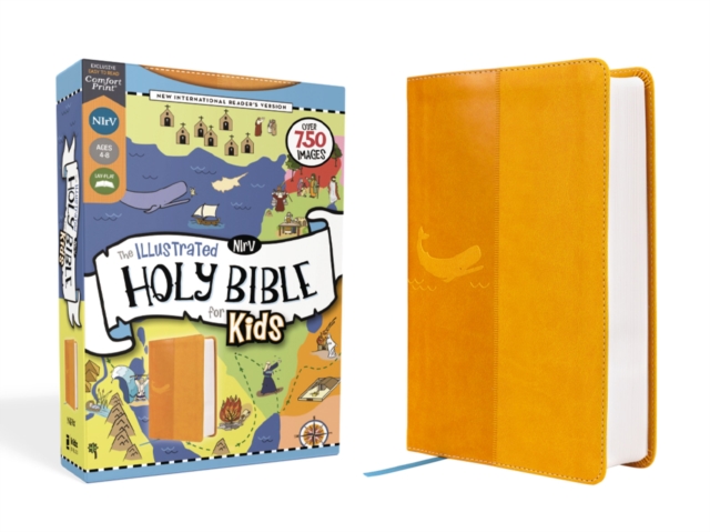 NIrV, The Illustrated Holy Bible for Kids, Leathersoft, Yellow, Full Color, Comfort Print : Over 750 Images, Leather / fine binding Book