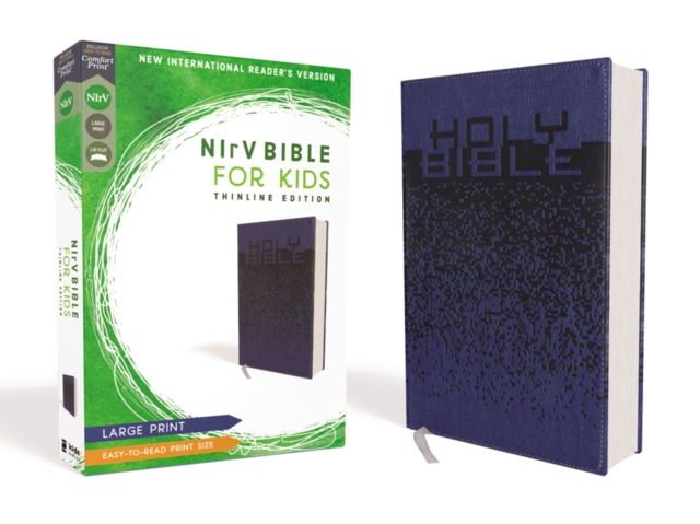NIrV, Bible for Kids, Large Print, Leathersoft, Blue, Comfort Print : Thinline Edition, Leather / fine binding Book